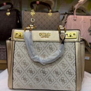 guess sestri logo luxury satchel natural / stone logo