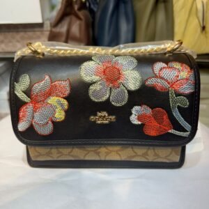 coach klare crossbody in signature canvas with floral embroidery